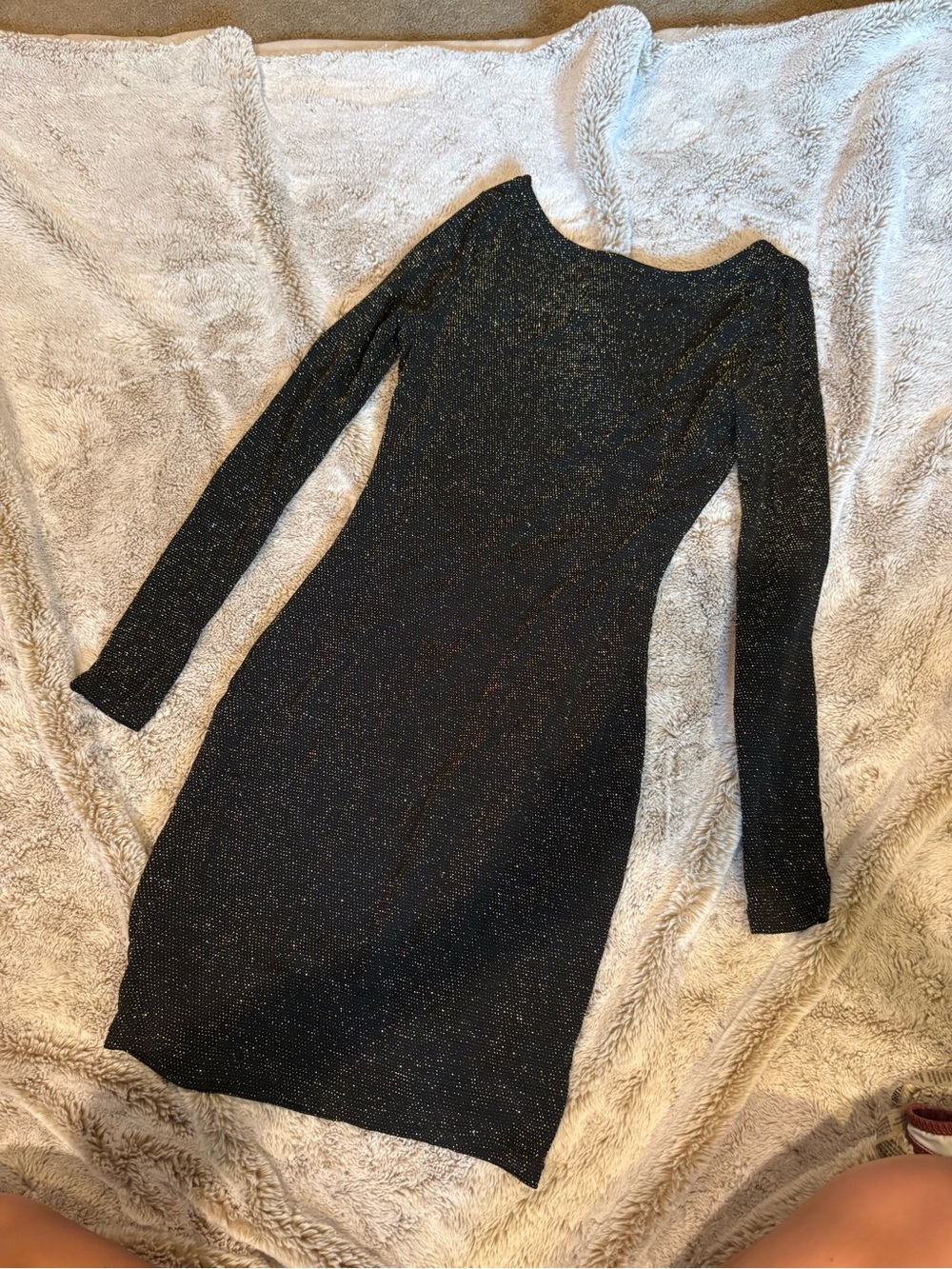 Lulus Black Sparkle Long-Sleeve Bodycon Dress
